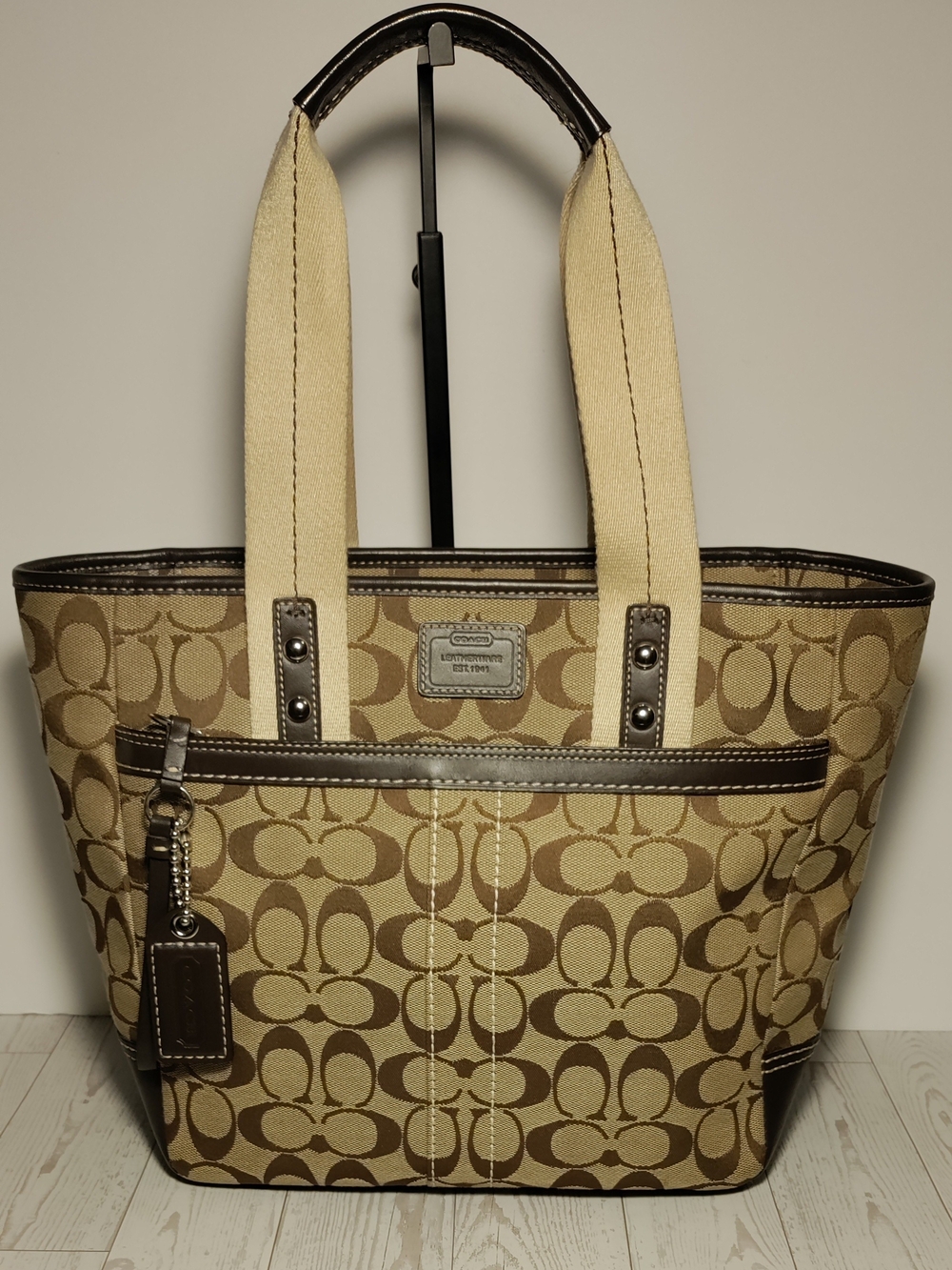 Coach Y2K 2006 Signature Jacquard Tote Bag Style 08679 Brown Khaki